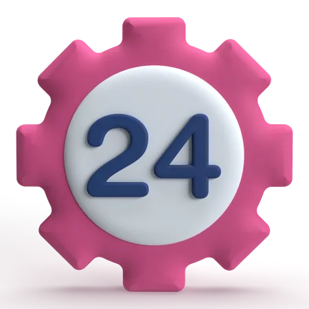 24 Hour Support  3D Icon