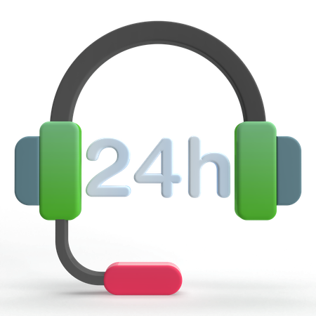 24 Hour Support  3D Icon