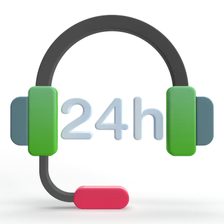 24 Hour Support  3D Icon