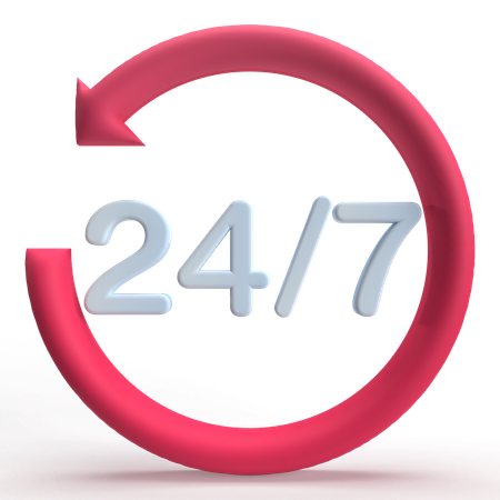 24 Hour Support  3D Icon