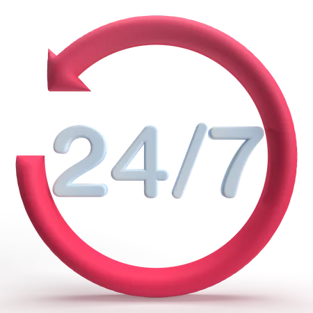 24 Hour Support  3D Icon