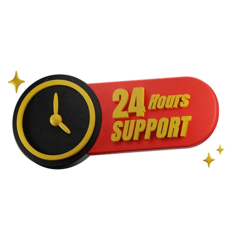 24 Hour Support  3D Icon