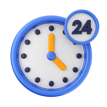 24 Hour Support  3D Icon