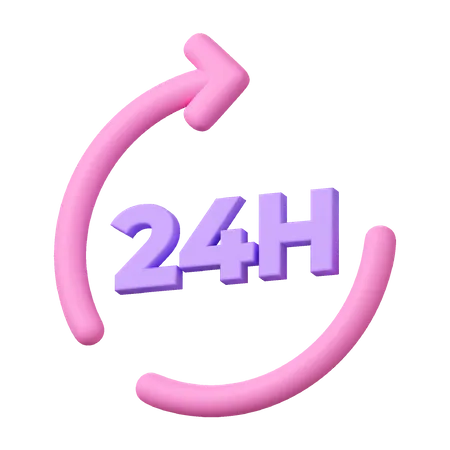24 Hour Support 3D Icon