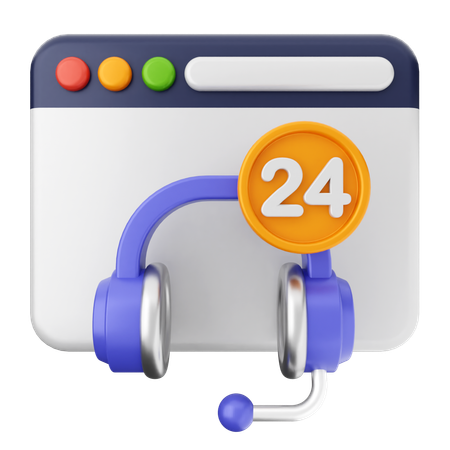 24 Hour Website Helpdesk  3D Icon