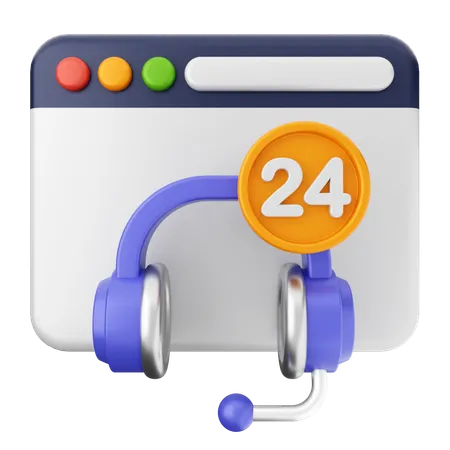 24 Hour Website Helpdesk  3D Icon