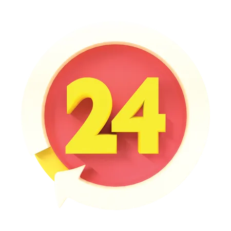 24 Hours  3D Icon