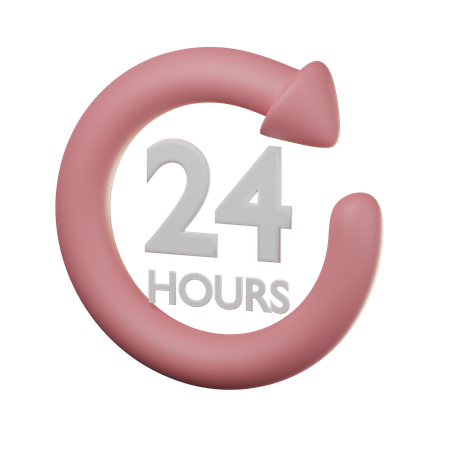 24 Hours  3D Icon