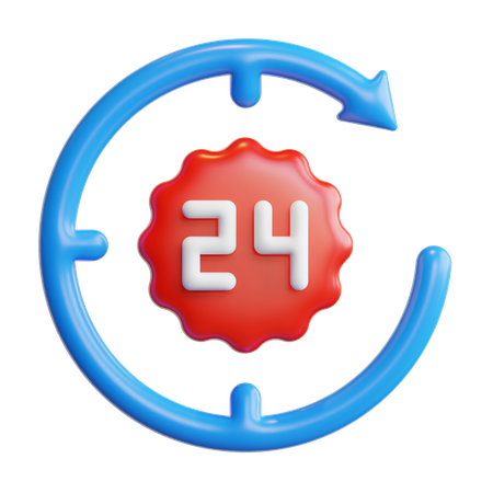 24 Hours  3D Icon