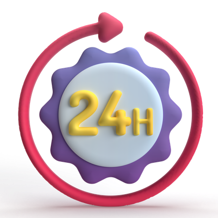 24 Hours  3D Icon