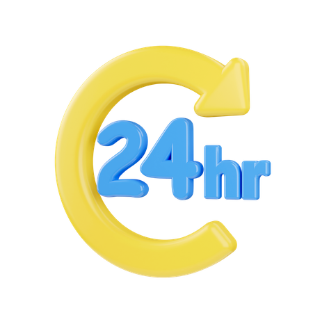 24 Hours 3D Icon