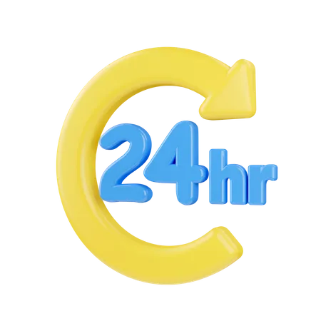 24 Hours 3D Icon