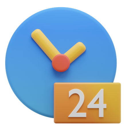 24 Hours Availability  3D Icon