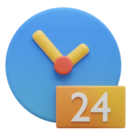 24 Hours Availability  3D Icon