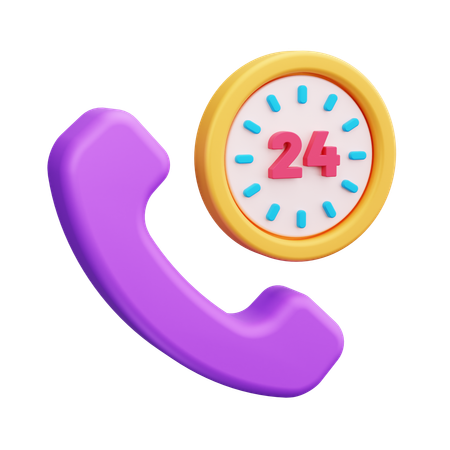 24 Hours Call  3D Icon
