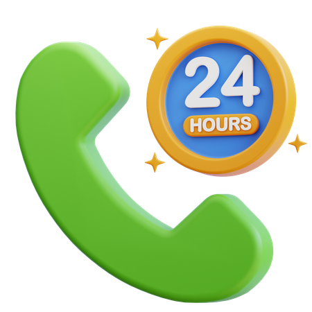 24 hours call  3D Icon