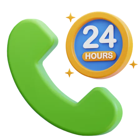 24 hours call  3D Icon