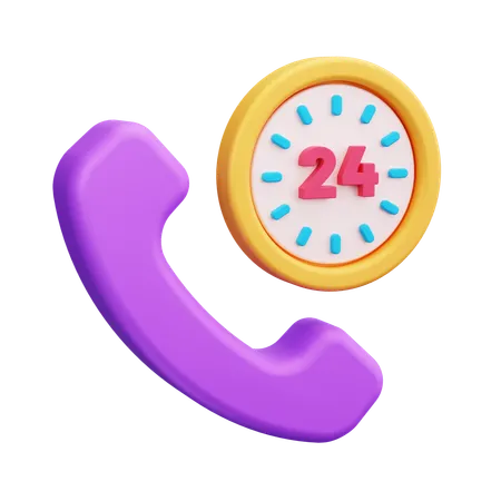 24 Hours Call  3D Icon