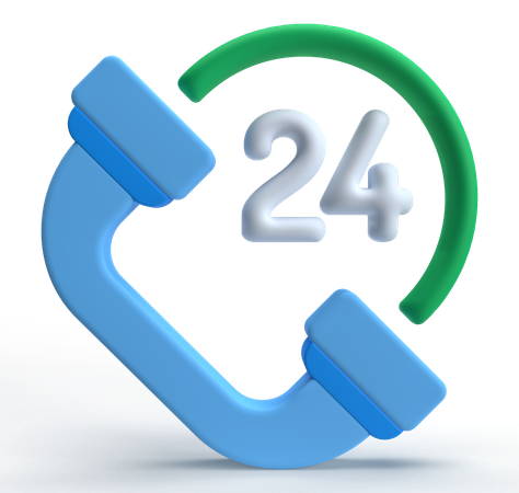 24 Hours Call  3D Icon