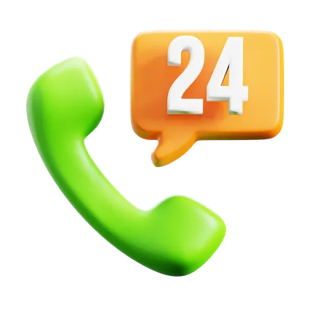 24 Hours Call  3D Icon