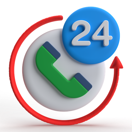 24 Hours Call  3D Icon