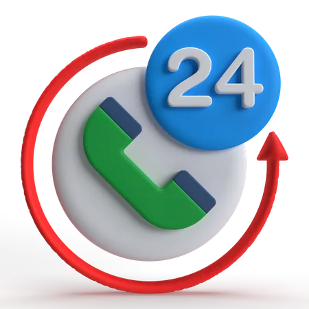 24 Hours Call  3D Icon