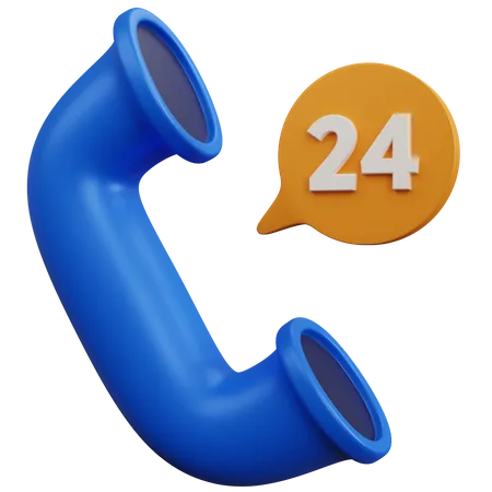 24 Hours Call 3D Icon