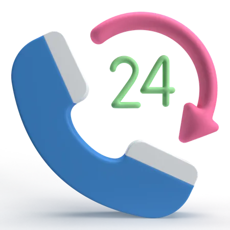 24 Hours Call Service  3D Icon