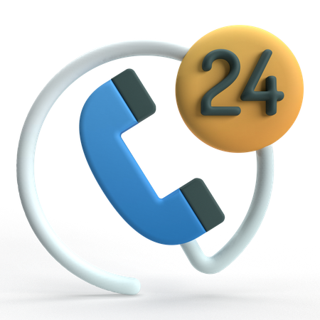 24 Hours Call Service 3D Icon