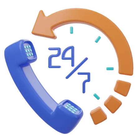 24 Hours Call Service  3D Icon