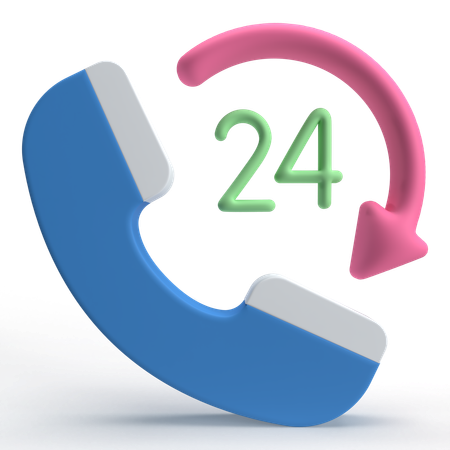 24 Hours Call Service  3D Icon