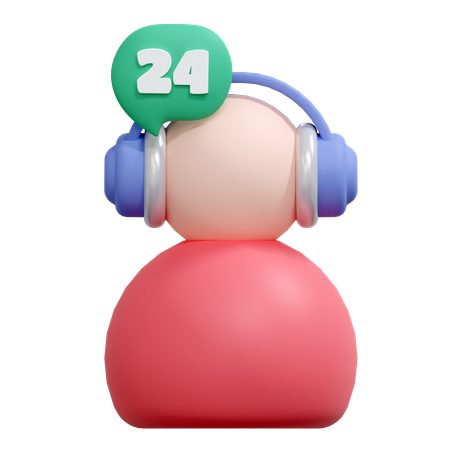 24 Hours Customer Helpdesk  3D Icon