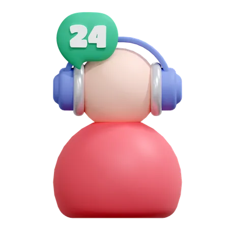 24 Hours Customer Helpdesk  3D Icon