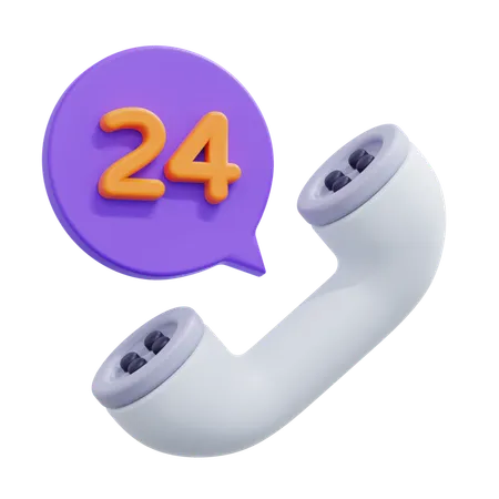 An Icon Of 24 Hours Customer Service In 3 D Format 3D Icon