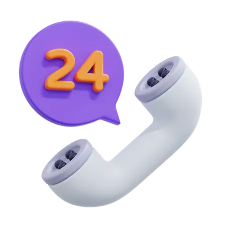 24 Hours Customer Service  3D Icon