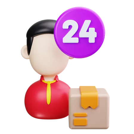 24 Hours Customer Service  3D Icon