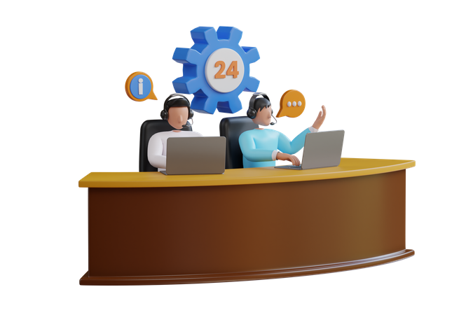 24 hours Customer service  3D Illustration