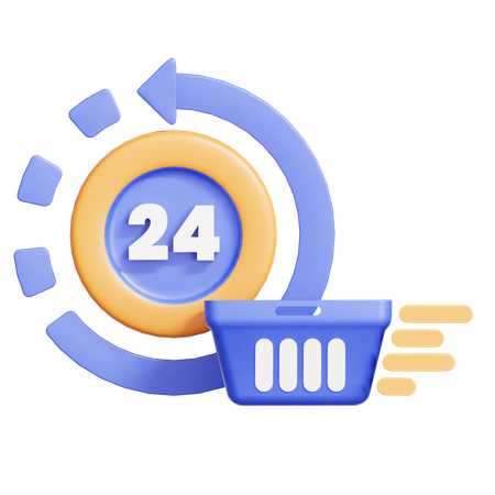 24 Hours Delivery Service  3D Icon