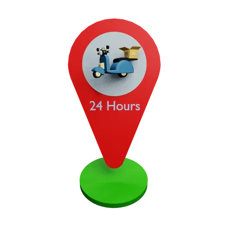 24 Hours Delivery Service  3D Icon