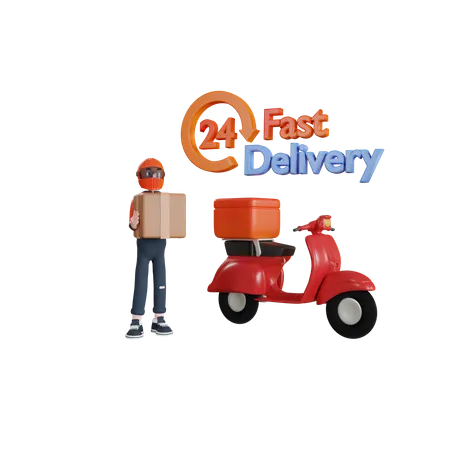24 Hours Fast Delivery  3D Illustration