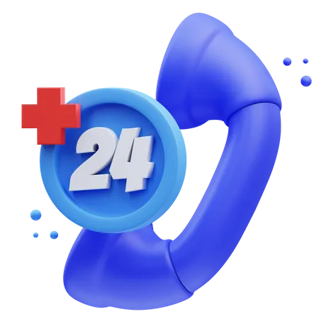 24 Hours Medical Calling  3D Icon