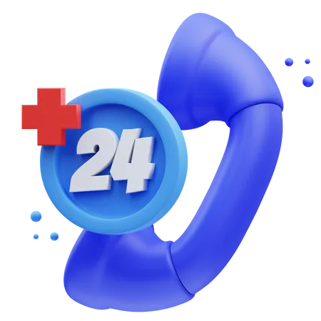24 Hours Medical Calling 3D Icon