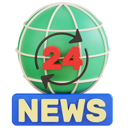 24 hours news  3D Icon