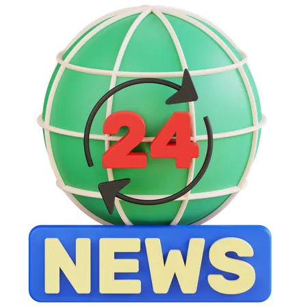 3 D 24 Hours News Icon Illustration 3D Icon