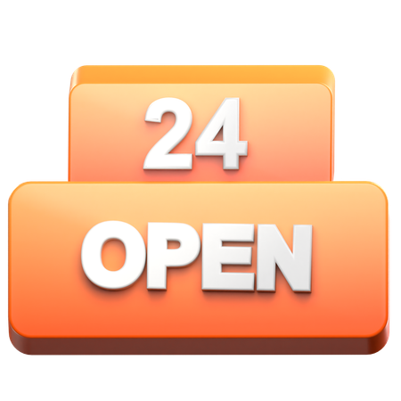 24 Hours Open  3D Icon