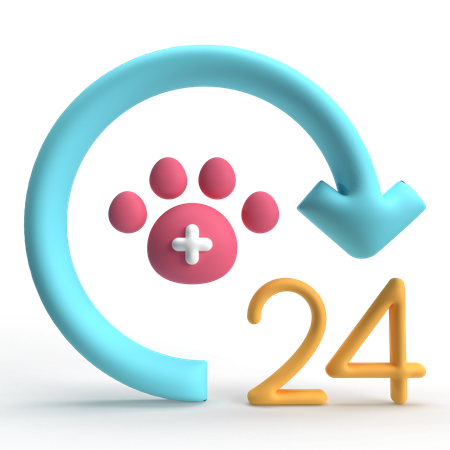 24 Hours Pet Care  3D Icon