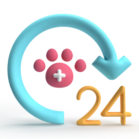 24 Hours Pet Care  3D Icon