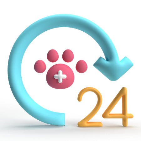 24 Hours Pet Care  3D Icon