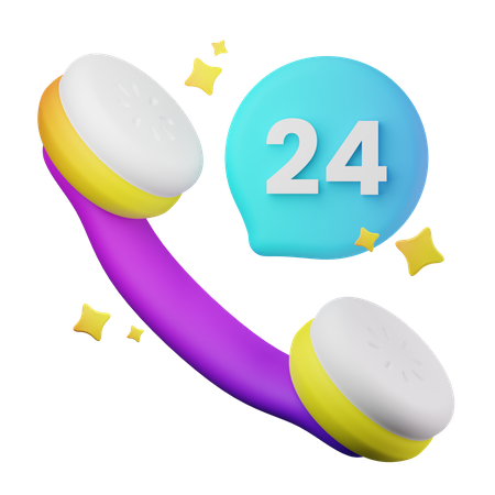 24 Hours Phone Service  3D Icon