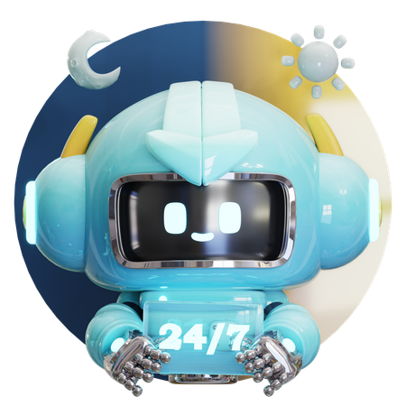 24시간 로봇 서비스  3D Icon